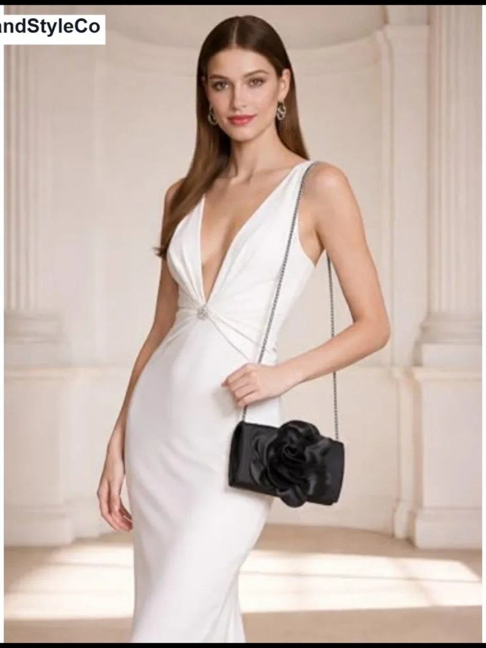 Elegant Satin Evening Bag with 3D Floral Clutch, Detachable Chain, Formal Events